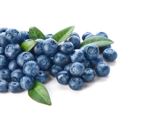 Fresh ripe blueberry on white background