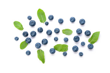 Fresh ripe blueberry on white background