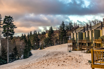 beautiful nature sunrise at snowshoe west virginia ski resort