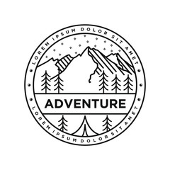 Mountain outdoor adventure logo design, vintage style simple minimalist.