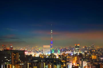 Fototapeta na wymiar Scenic view of the city of tokyo, the capital city of Japan at night