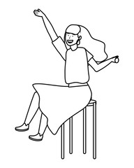 Isolated woman with chair design