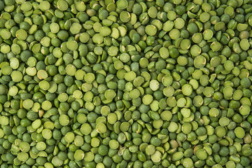 Green Split Peas Close Up Top View. Food Background, Legumes