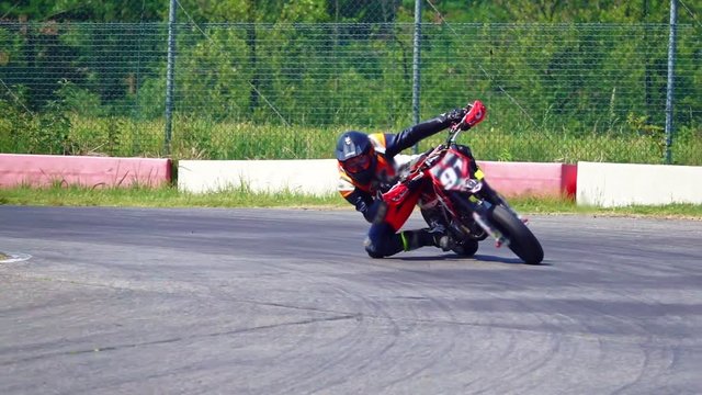 Extreme racer on corner of racing track