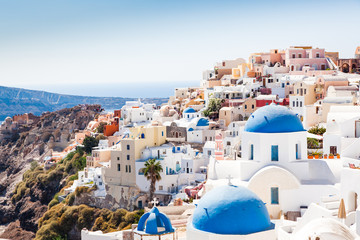 traditional white houses in Santorini, Cyclades islands Greece - amazing travel destination