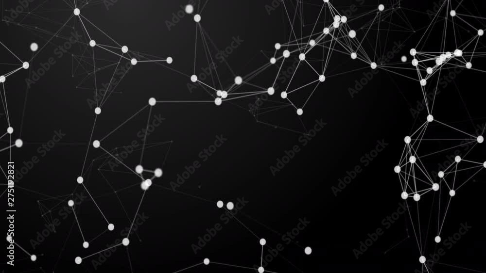 Poster Abstract black and white plexus technology connects atoms and science concept background futuristic network background