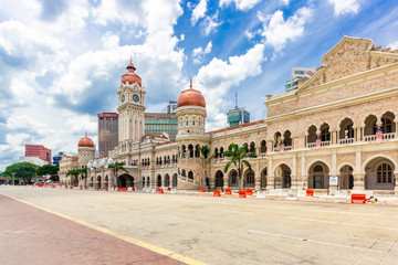 Malaysia city skyline with famous buildings, towers and skyscraper in Kuala Lumpur, Asia