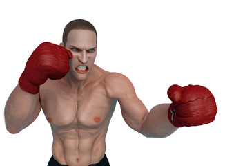 boxer cartoon puch attack in a white background © DM7
