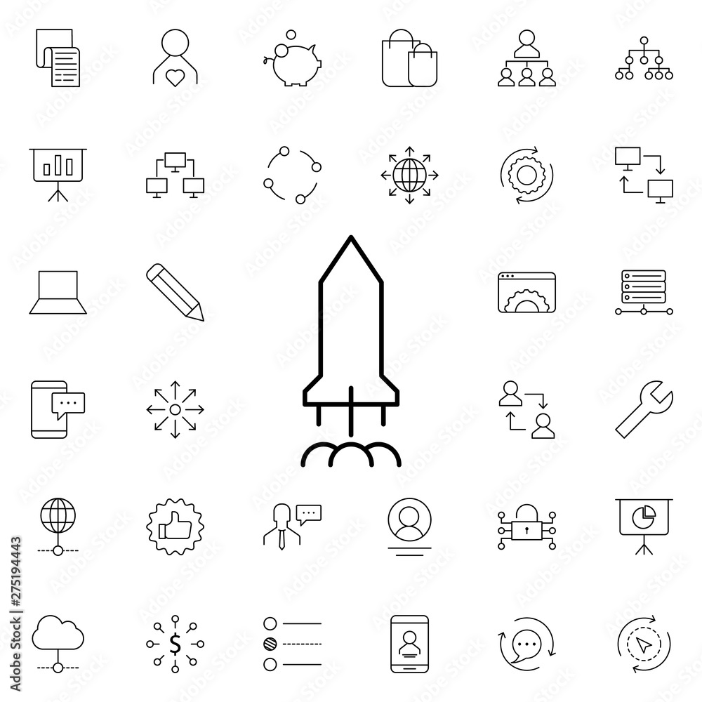 Poster rocket icon. universal set of business for website design and development, app development
