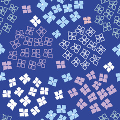 Seamless Hydrangea pattern. Dark blue background. Vector illustration.