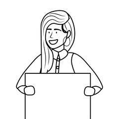 Isolated woman with board design