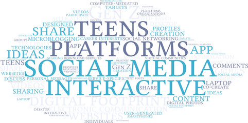 Social Media word cloud on a white background. 