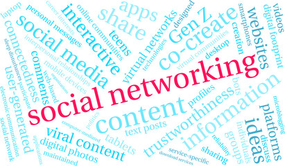 Fototapeta premium Social Networking Word Cloud on a white background. 