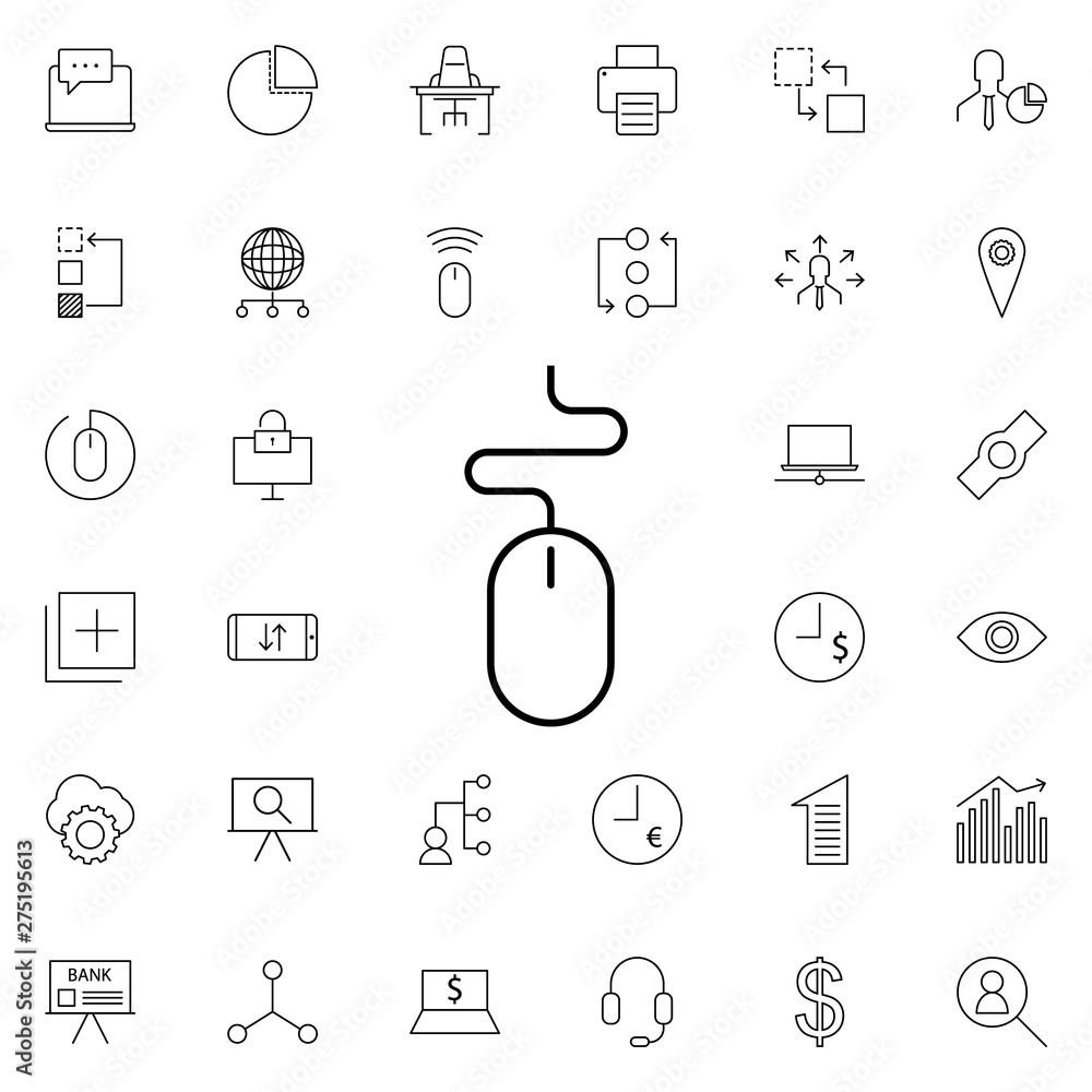 Aufkleber pc mouse icon. universal set of business for website design and development, app development