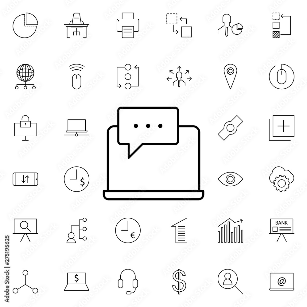 Poster laptop communication icon. universal set of business for website design and development, app develop