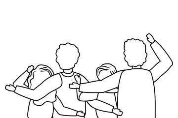 Woman and man avatars seen from behind design