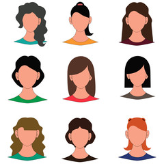 Famale avatar human faces vector illustration