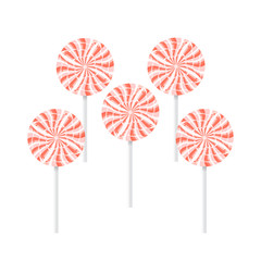 set of red and white lollipops isolated