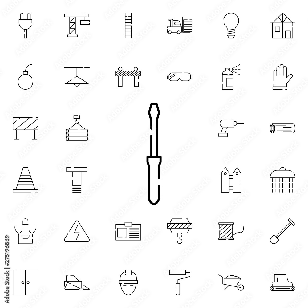 Poster flathead screwdriver icon. universal set of construction for website design and development, app dev