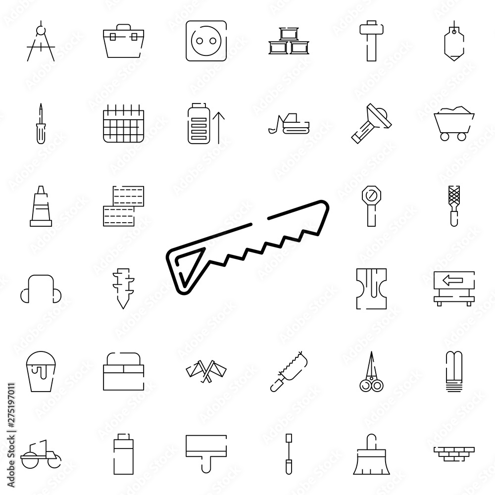 Poster saw, tool for construction icon. universal set of construction for website design and development, a
