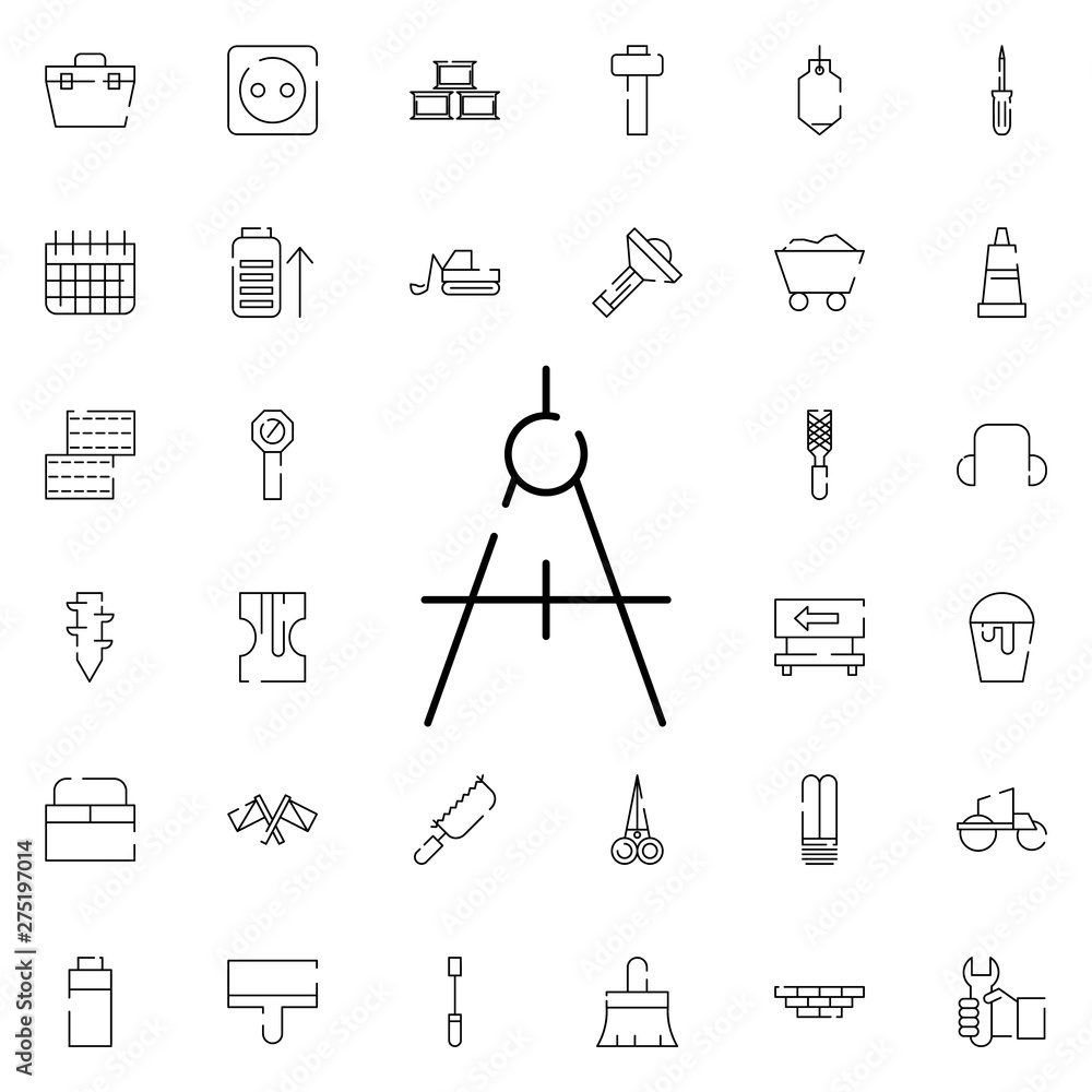 Poster compasses, measurement icon. universal set of construction for website design and development, app d