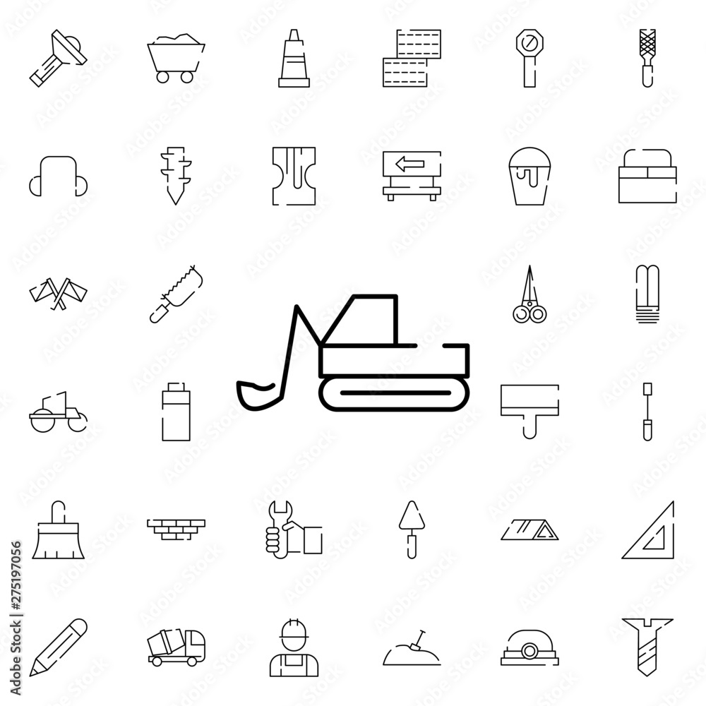 Poster excavator, machine icon. universal set of construction for website design and development, app devel