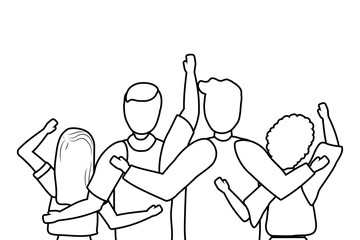 Woman and man avatars seen from behind design