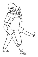 Couple of woman and man design