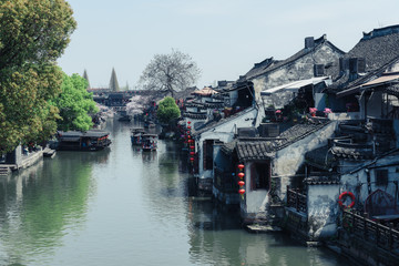 The view of Xitang ancient town.Xitang is first batch of Chinese historical and cultural town,...