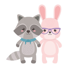 Rabbit and raccoon cartoon design
