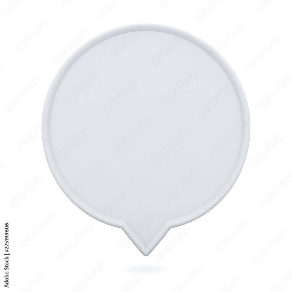 Aufkleber Blank white round speech bubble pin floating isolated on white background with shadow 3D rendering