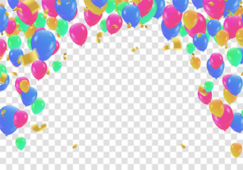 Festive background with colorful balloons and flags Vector
