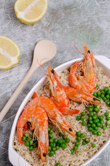 Whole shrimp with brown rice