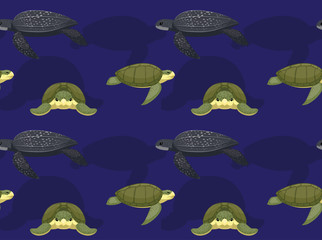 Sea Turtle Leatherback Cartoon Seamless Wallpaper