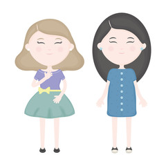cute girls characters vector illustrator