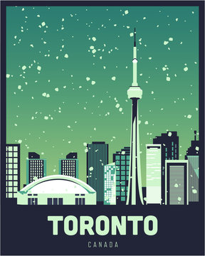 Toronto City Scape Illustration In Winter