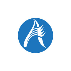 initial letter A combined with blue circle logo vector