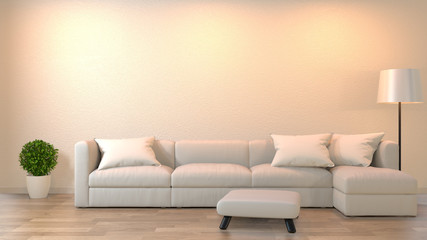 Modern zen living room with sofa and furniture Japanese style.3D rendering