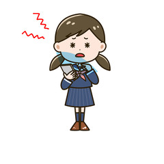 Fototapeta premium ブルーライト 目がちかちかする 女の子 ポーズ イラスト