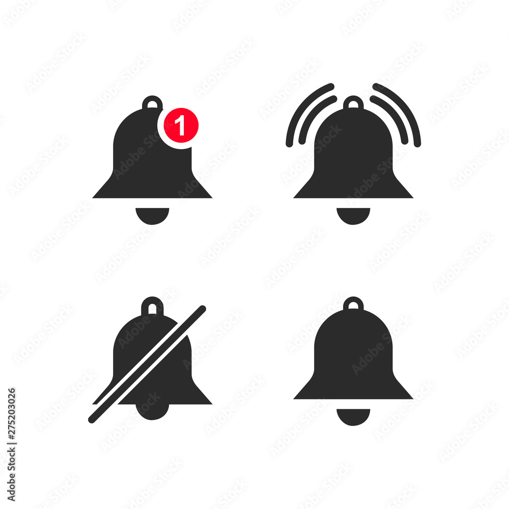 Leinwandbilder message notification bell icon set template black color editable. notification symbol pack vector si