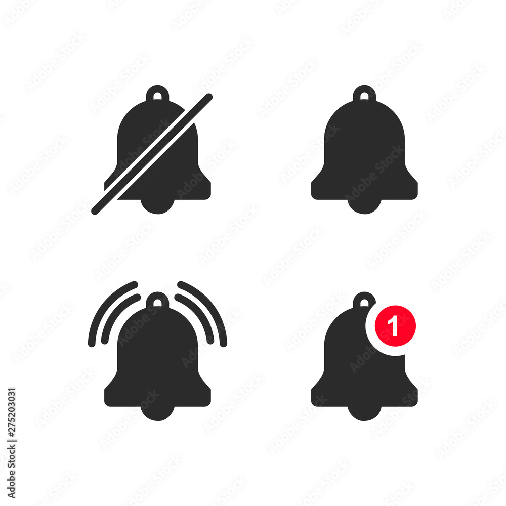 Leinwandbilder message notification bell icon set template black color editable. notification symbol pack vector si