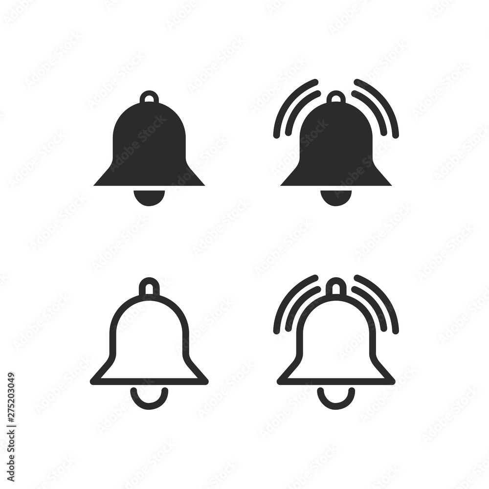 Poster Message notification bell icon set template black color editable. notification symbol pack vector sign isolated on white background. Simple logo vector illustration for graphic and web design.