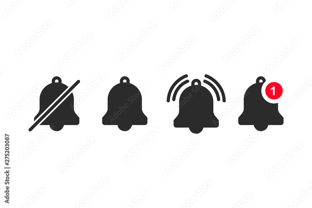 Leinwandbilder message notification bell icon set template black color editable. notification symbol pack vector si