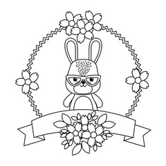 Rabbit cartoon with glasses design