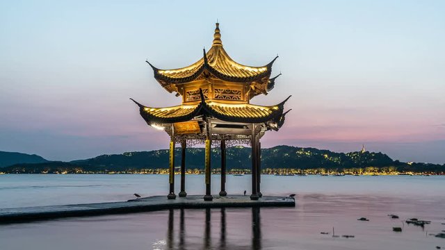 timelapse of jixian pavilion in hangzhou china