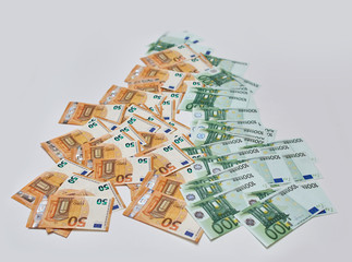 Background of euro banknotes in the form of a pyramid