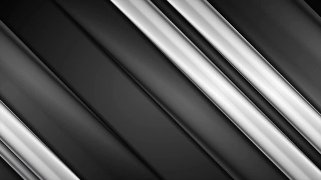 Black and white glossy stripes technology abstract motion design. Seamless loop. Video animation Ultra HD 4K 3840x2160