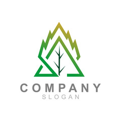  logo leaves with simple and modern look, triangle logo with leaf symbol