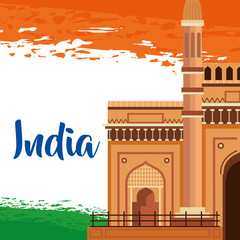 Obraz premium india traditional flag with architecture and holiday