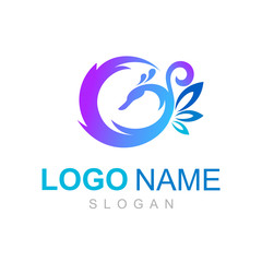 peacock logo with simple and beautiful look, logo ready to use